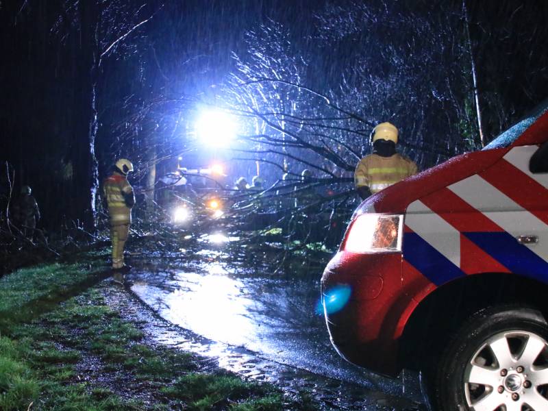 Afgebroken boom verspert weg