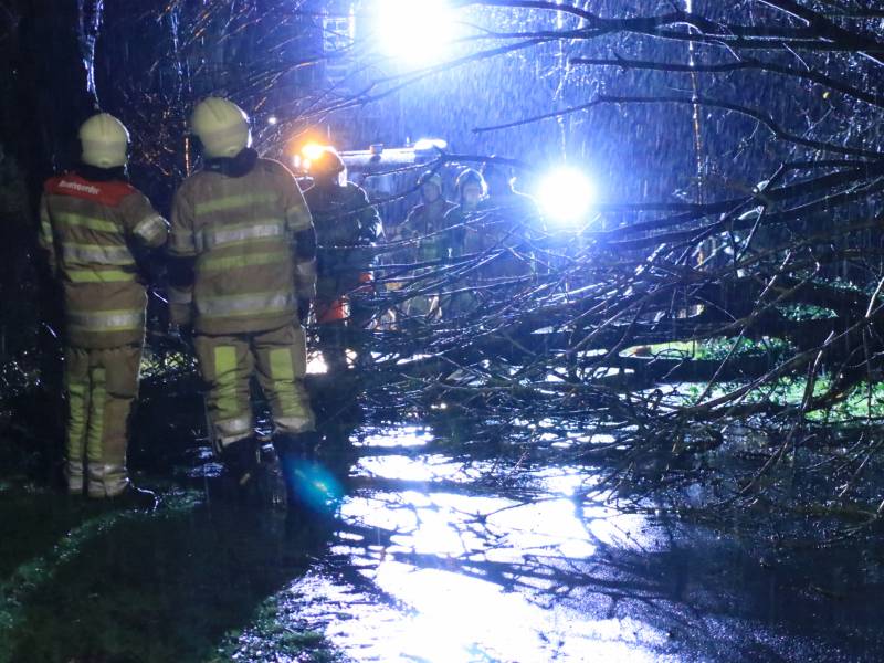 Afgebroken boom verspert weg
