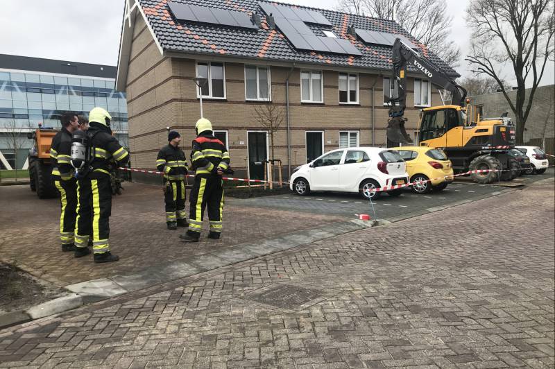 Gasleiding geraakt bij graafwerkzaamheden
