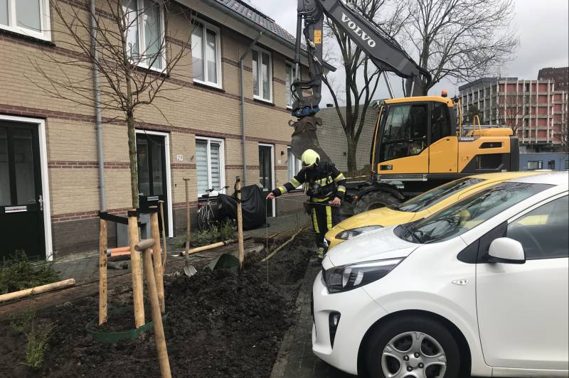 Gasleiding geraakt bij graafwerkzaamheden
