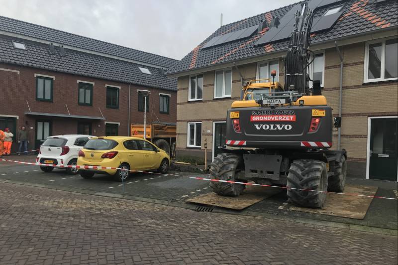 Gasleiding geraakt bij graafwerkzaamheden