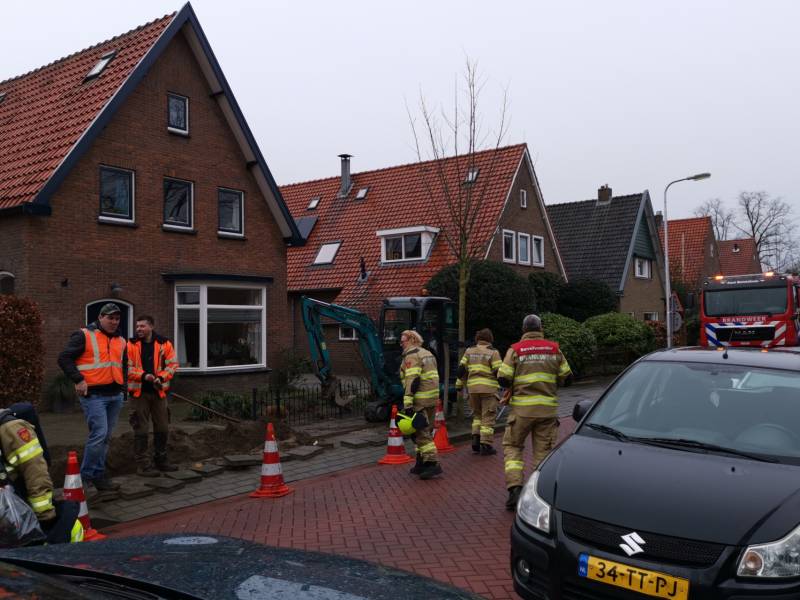 Gasleiding geraakt tijdens graafwerkzaamheden