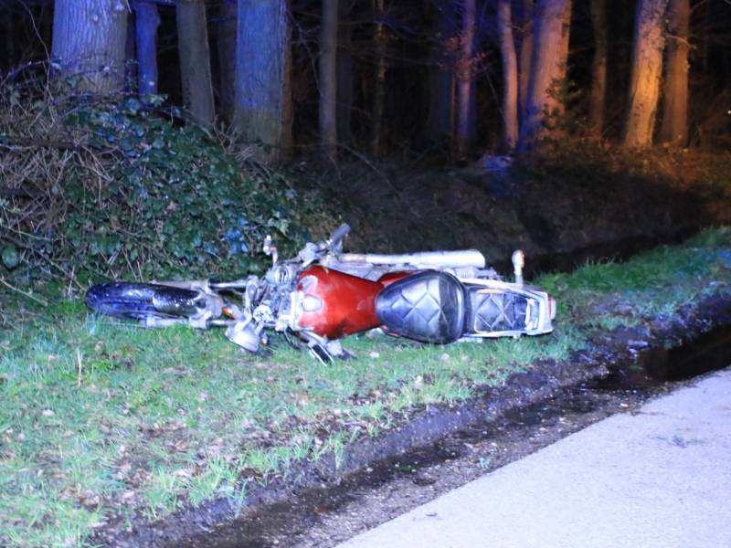 Motorrijder zwaargewond na botsing op bomen