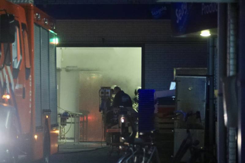 Visgroothandel vol rook na brand in koelcel