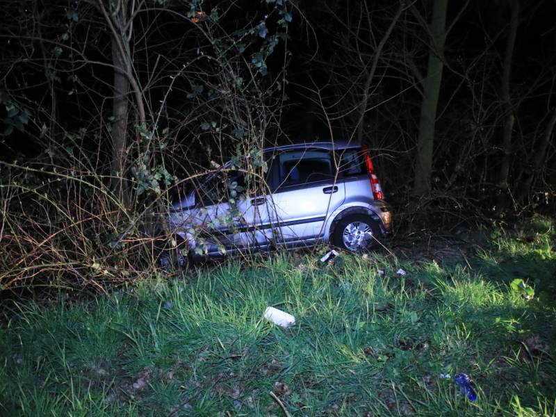 Automobilist vliegt uit de bocht en belandt in de bosjes