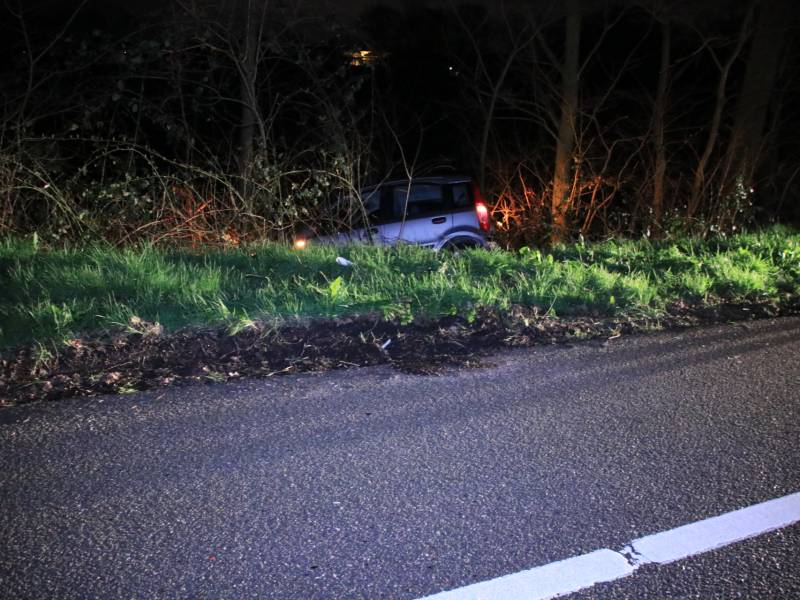 Automobilist vliegt uit de bocht en belandt in de bosjes