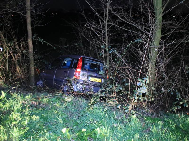 Automobilist vliegt uit de bocht en belandt in de bosjes