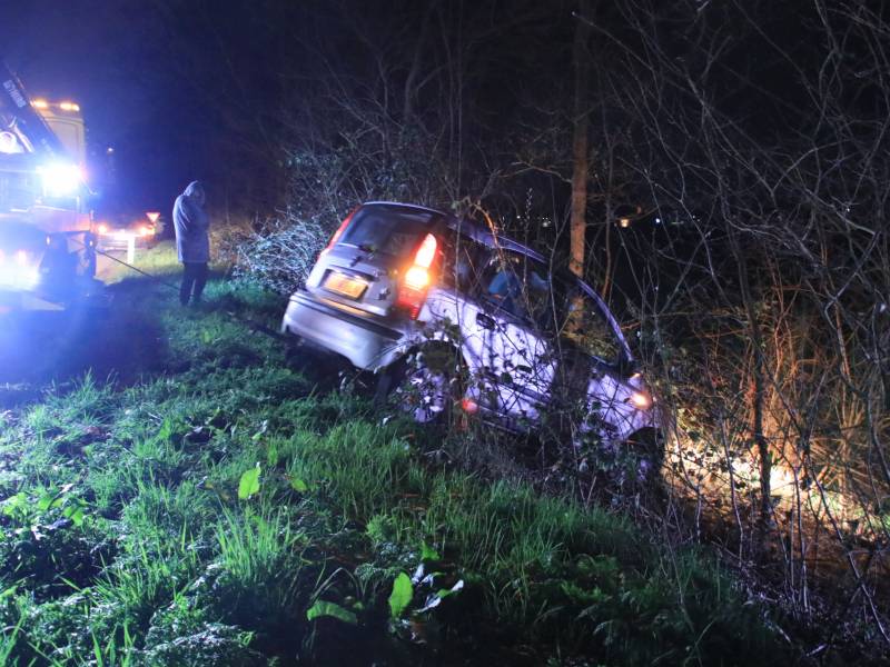 Automobilist vliegt uit de bocht en belandt in de bosjes
