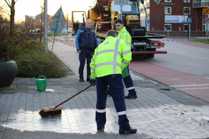 Straat besmeurd met olie