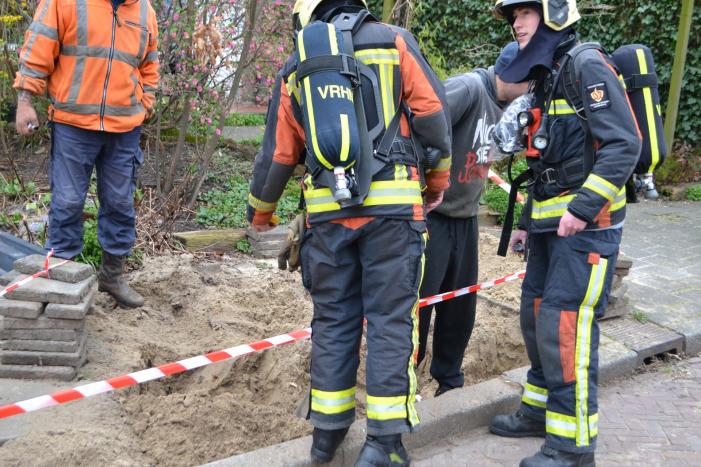 Gasleiding geraakt bij graafwerkzaamheden