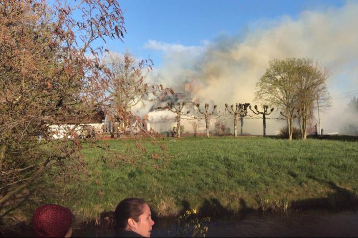 Woning met rieten kap gaat in vlammen op