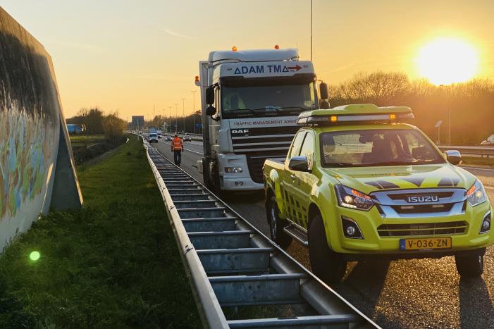 Hond loopt snelweg op