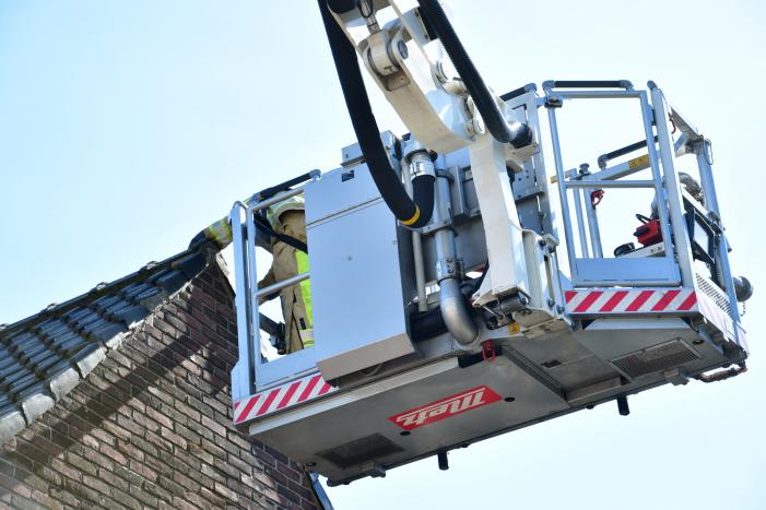 Spreeuw vast onder dakpannen