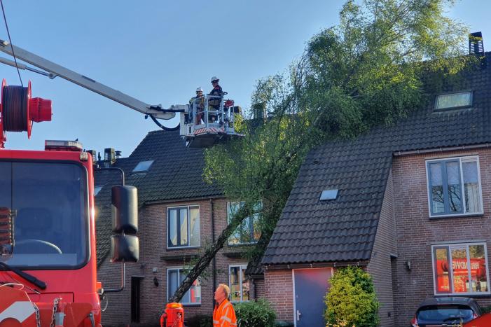 Boom omgevallen op woning