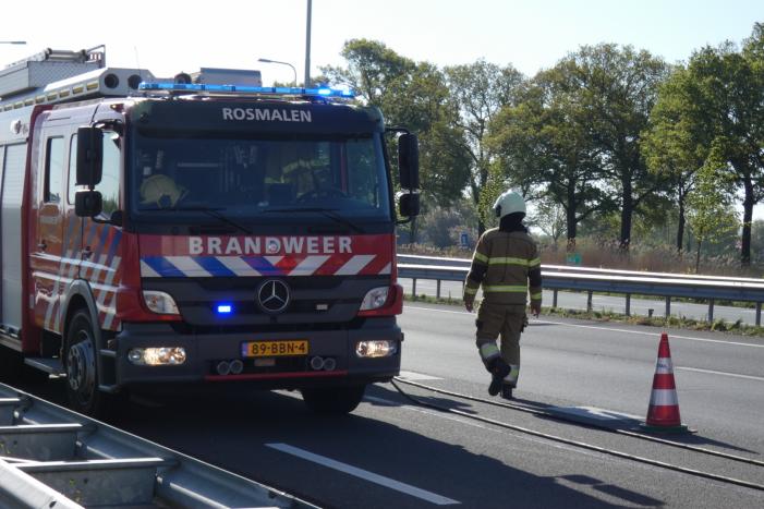 Vrachtwagen vat vlam door vastgelopen remmen