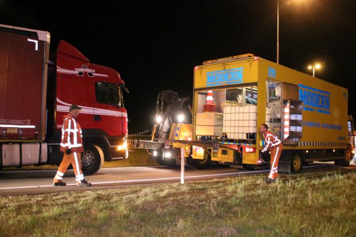 Tankstation en parkeerplaats afgesloten om lekgereden dieseltank