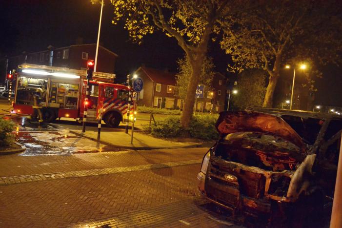 Motorcompartiment bestelbus volledig uitgebrand