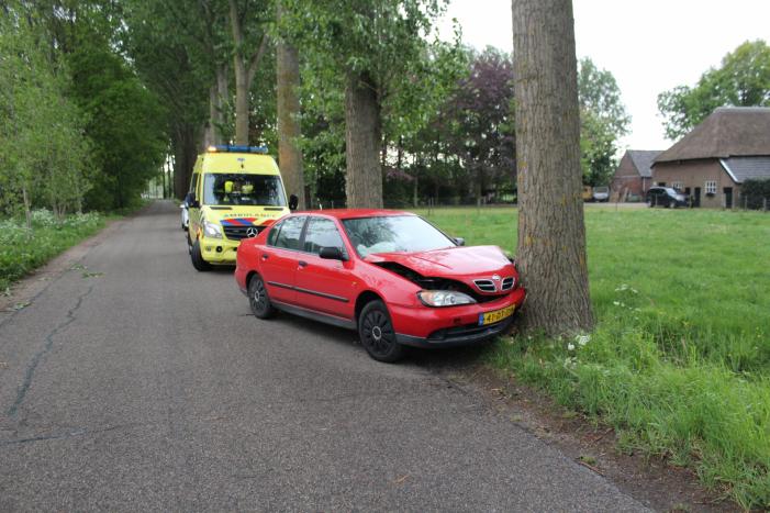 Automobilist wijkt uit en knalt op boom