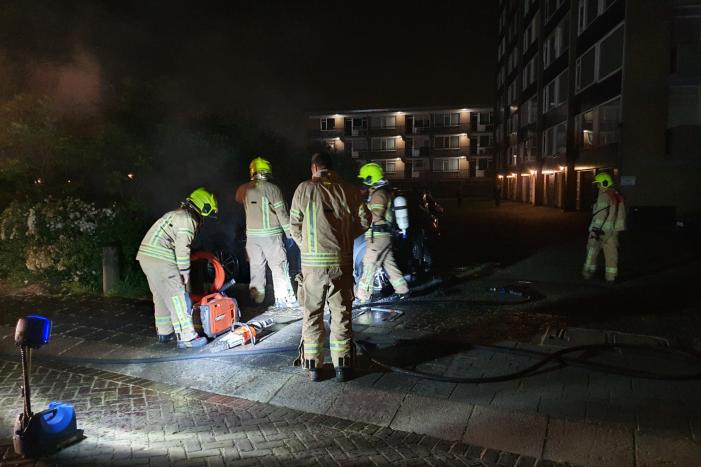 Auto verwoest door brand