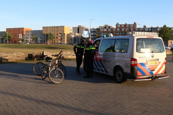 Brandweer blust brandende boomstammen