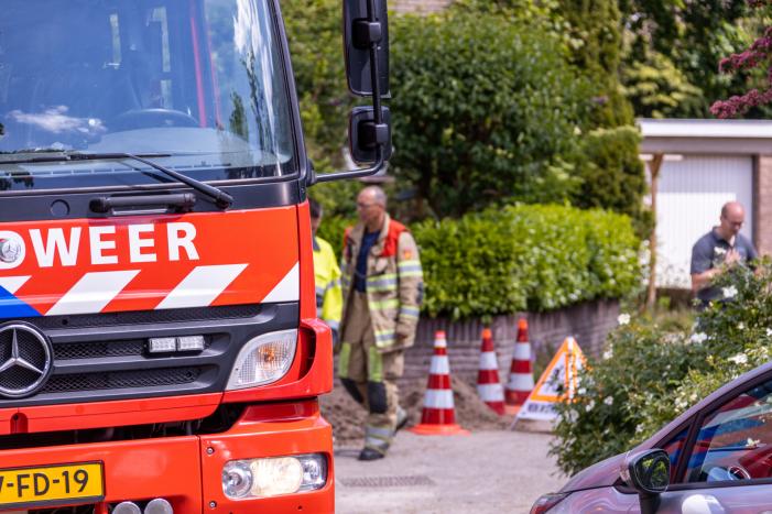Gasleiding geraakt tijdens werkzaamheden