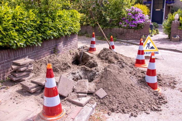 Gasleiding geraakt tijdens werkzaamheden