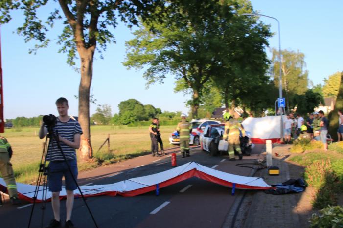 Auto total-loss na frontale aanrijding met boom