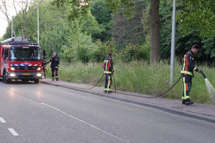 Bewoners blussen meerdere bermbranden