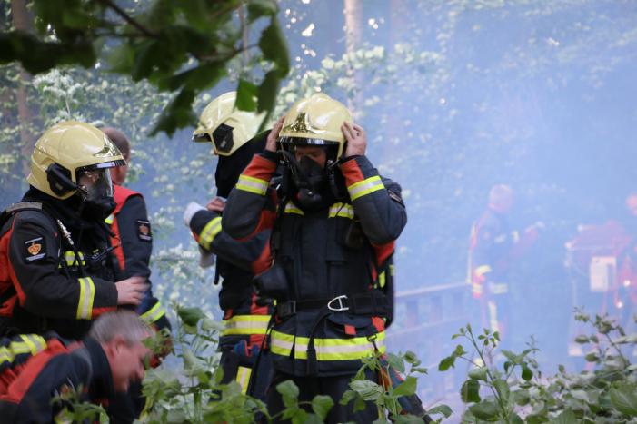 Flinke rookontwikkeling bij brand in meerdere boomstammen