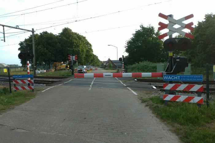 Spoorbomen overweg in storing