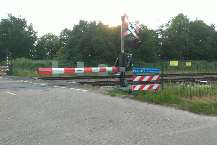 Spoorbomen overweg in storing