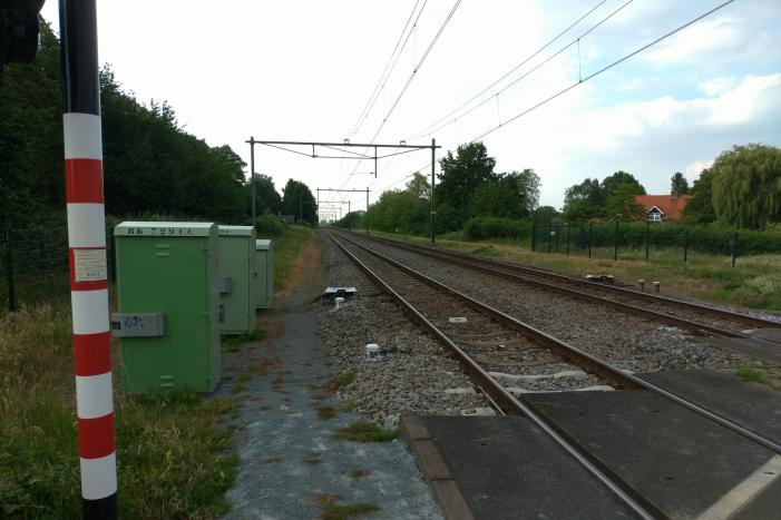 Spoorbomen overweg in storing