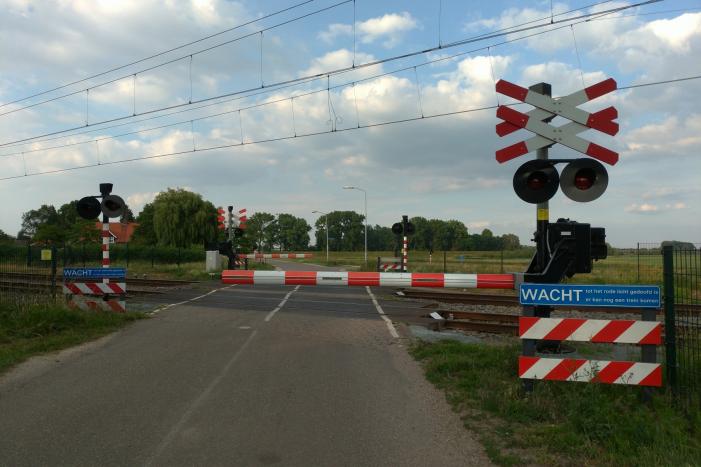 Spoorbomen overweg in storing