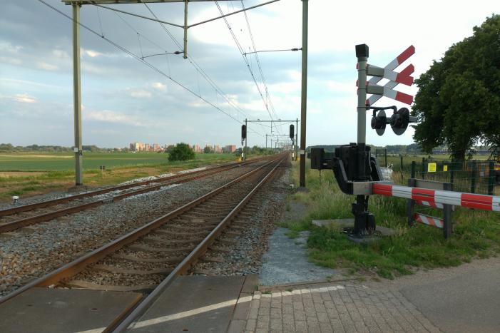 Spoorbomen overweg in storing