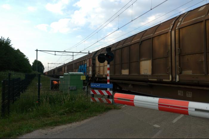 Spoorbomen overweg in storing