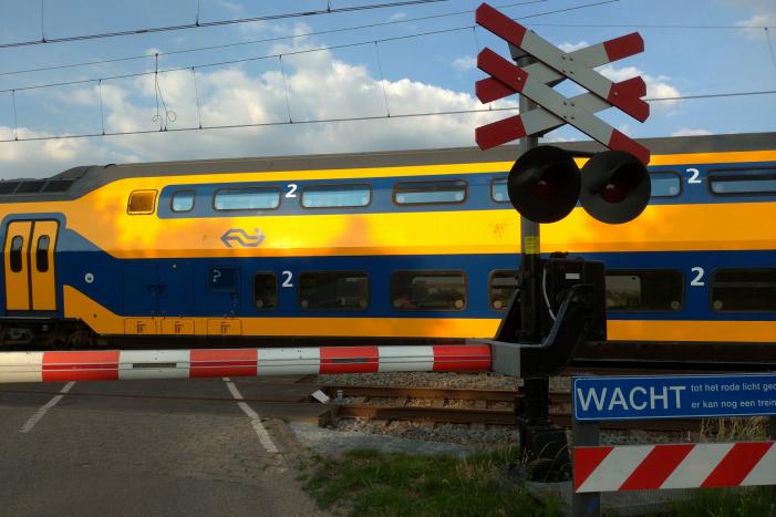 Spoorbomen overweg in storing