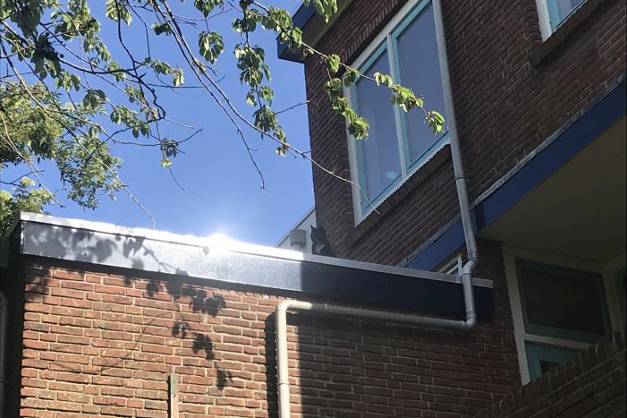 Kat vlucht van dak bij het zien van de brandweer