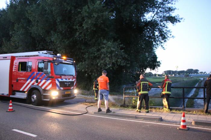 Bermbrand snel onder controle