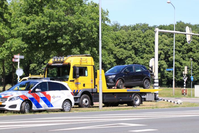 Automobilist rijdt verkeerslicht omver