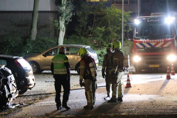 Auto verwoest door brand