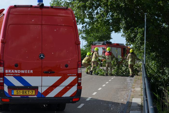 Gevaarlijke loshangende tak verwijderd door brandweer