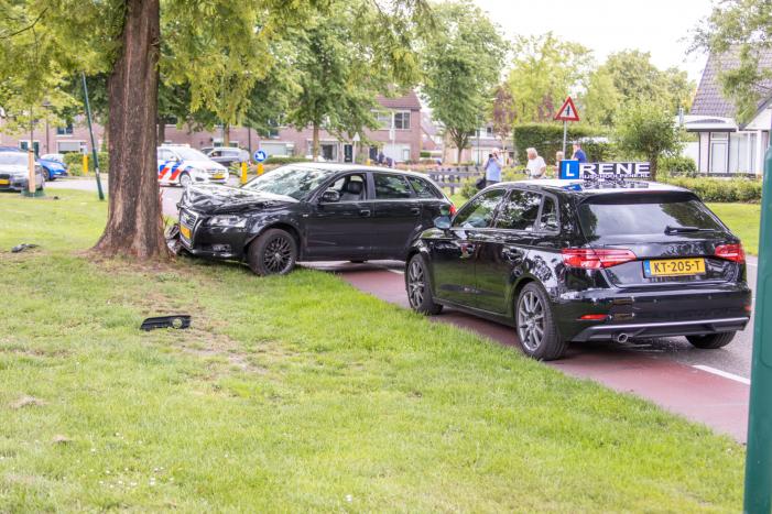 Auto vliegt uit de bocht en klapt tegen boom
