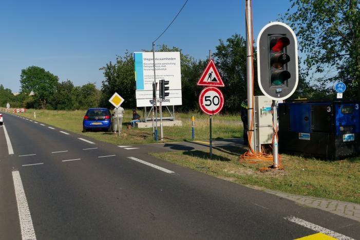 Kop-staart aanrijding bij tijdelijke verkeerlichten