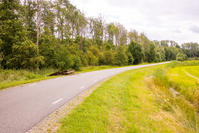 Oude schutting langs de weg gedumpt