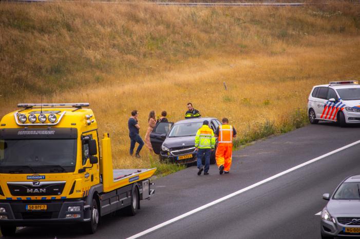Gezin belandt met auto in de berm