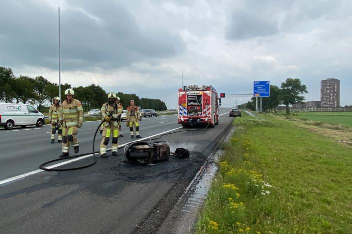 Motor brandt uit op snelweg
