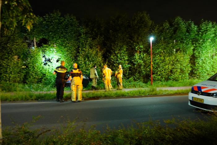 Auto raakt van de weg en belandt in struiken