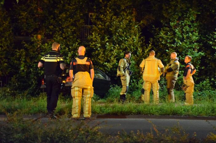 Auto raakt van de weg en belandt in struiken