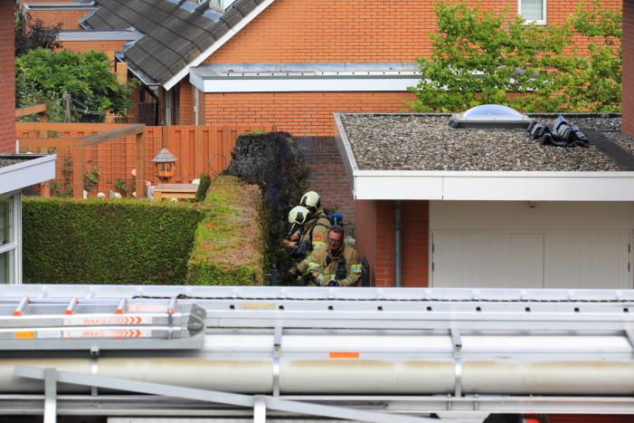 Onkruidbrander zet coniferenhaag in de brand