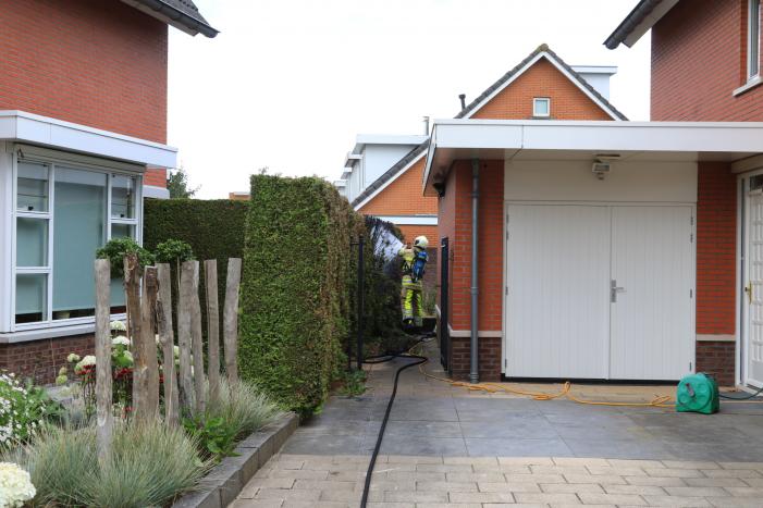 Onkruidbrander zet coniferenhaag in de brand